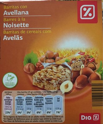 Barritas de cereales con avellanas